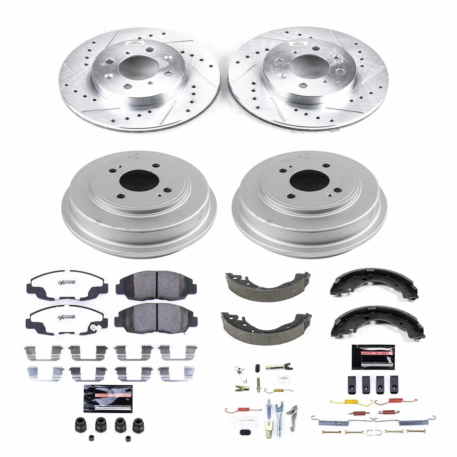 PowerStop Front and Rear Z26 Street Warrior Brake Pad Rotor Drum and Shoe Kit Fits: HONDA Select Models K15247DK-26
