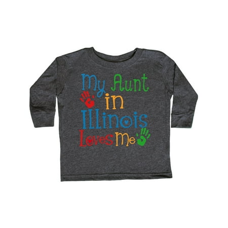 

Inktastic My Aunt in Illinois Loves Me Gift Toddler Boy or Toddler Girl Long Sleeve T-Shirt