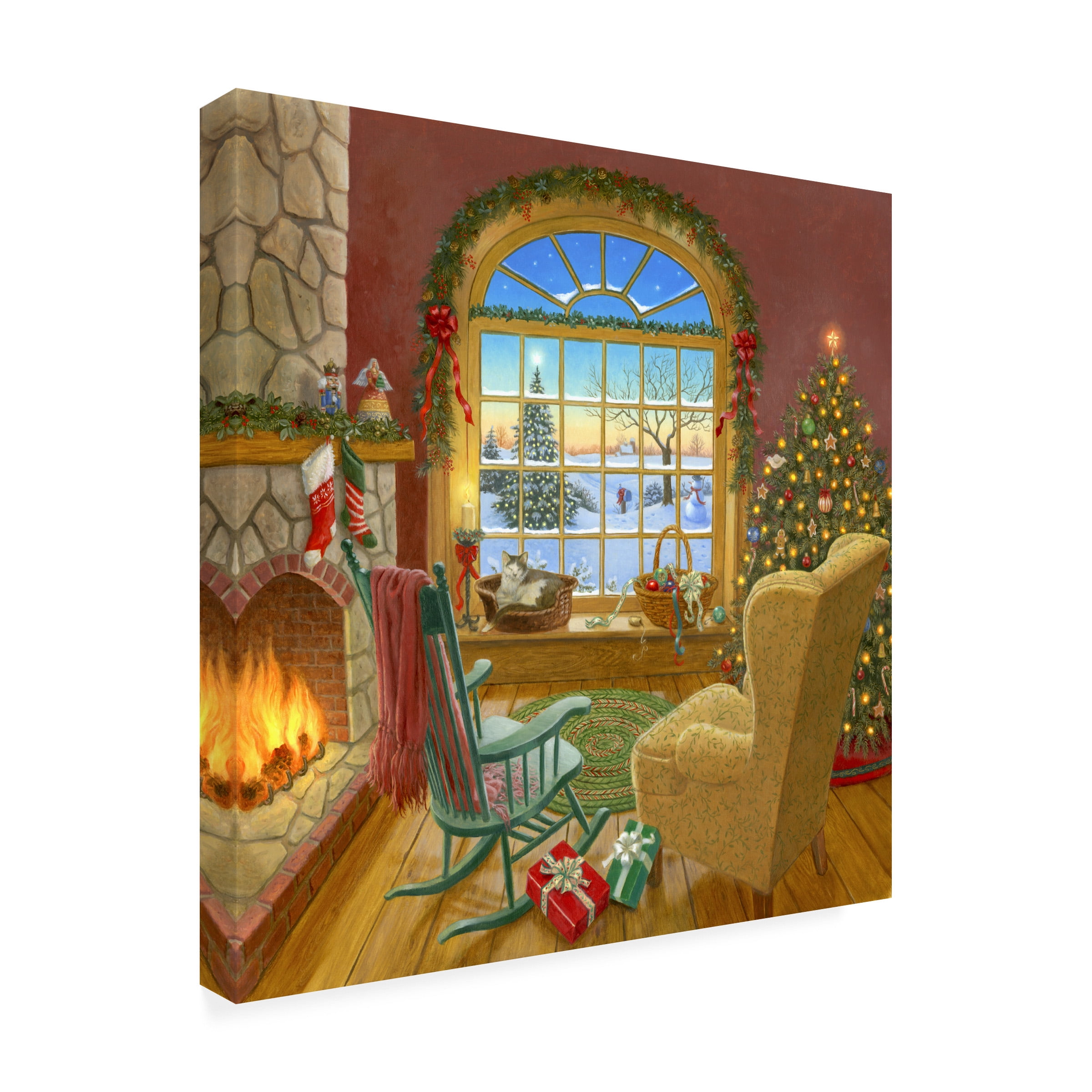 Ruth Sanderson 'Cosy Christmas Cat' Canvas Art