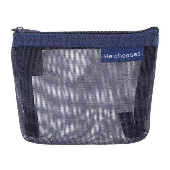 Unique Bargains 1Pc Lightweight Three-Dimensional Triangular Mesh Makeup Bag for Business Travel Nylon Blue