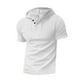 thumbnail image 1 of Camisas de Manga Corta de los Hombres Delgada con Cordón Botón Arriba con Capucha, Blusa de Poliéster Transpirable para Diario, 1 of 5