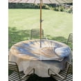 thumbnail image 3 of Outdoor Tablecloth with Umbrella Hole Zipper Shell Coastal Round Tablecloth 60" Waterproof Outside Table Cloth Blue Yellow Summer Beach Nautical Ocean Patio Table Cover Tablecloths for Picnic Party, 3 of 8