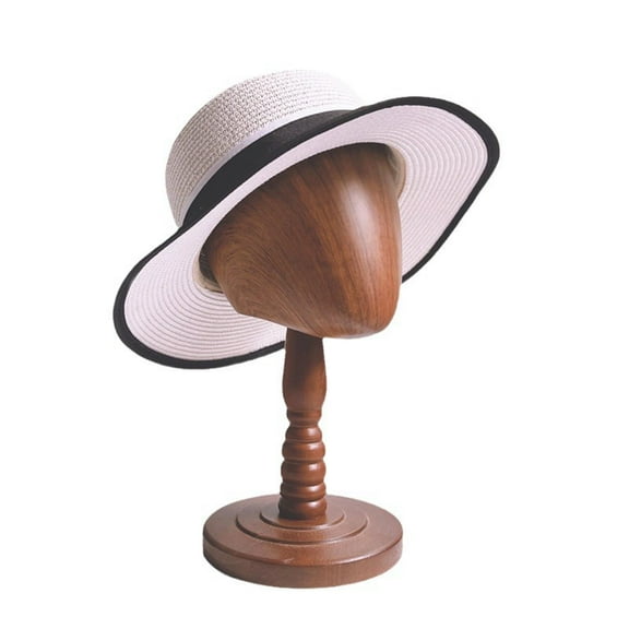 Wooden Mannequin Head Model Hat Hairpieces Display Stand 14inch Tall Stable Base for Professional or Personal Use Lightweight