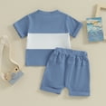 thumbnail image 3 of Bagilaanoe 2pcs Toddler Baby Boy Shorts Set Short Sleeve Contrast Color T Shirt Tops + Shorts 3M 6M 12M 18M 24M 3T Kids Casual Summer Clothes, 3 of 8