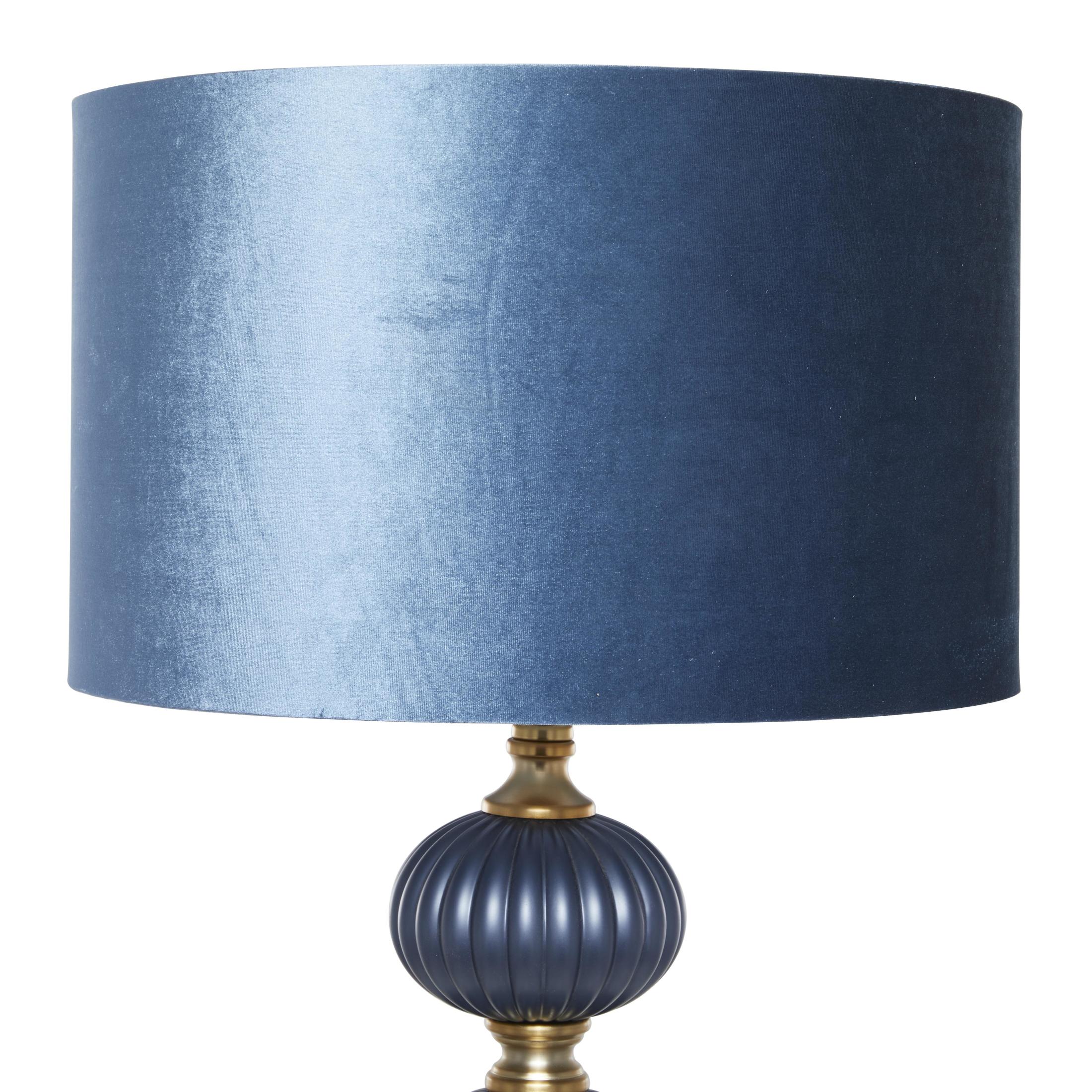 DecMode 69" Ribbed Blue Floor Lamp with Blue Velvet Shade