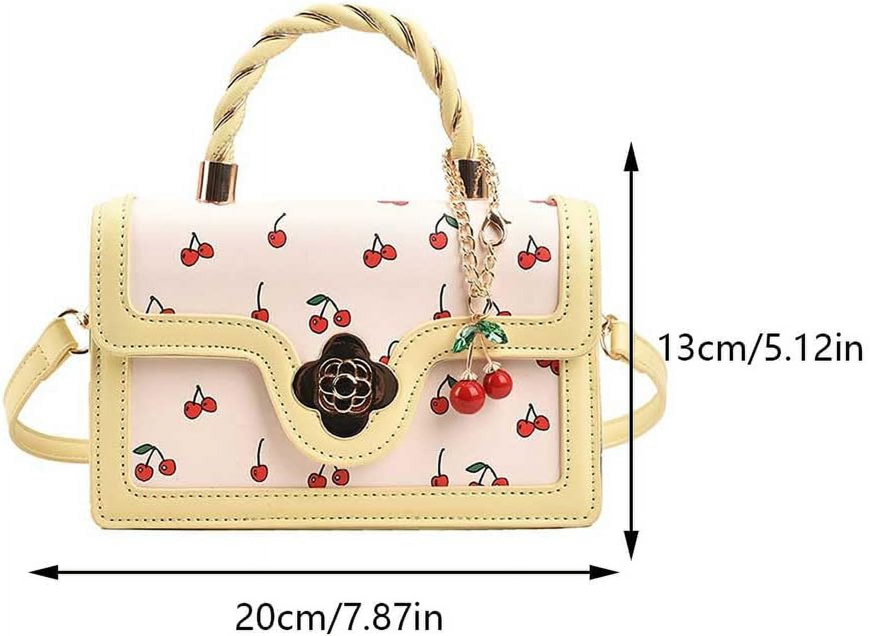 Juoxeepy Crossbody Purse Cute Cherry Print Handbag for Women Shoulder Bag Trendy Satchel Bag Purse with Flap Closure