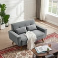 thumbnail image 3 of Pingliang Home Loveseat Small Sofa Modern Linen Fabric 2 Seat Couch Tufted Love Seat with 2 Throw Pillows for Small Space Living Room Bedroom Apartment Office Studio, 3 of 9