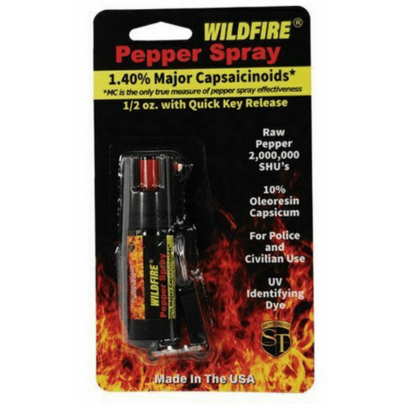 Wildfire 1.4% Mc 1/2 Oz Pepper Spray Hard Case with Quick Release Keychain Red
