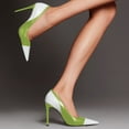 thumbnail image 4 of YDN Women Fashion Pointed Closed Toe Slip On Pumps Sexy Stiletto High Heels Party Dress Prom Office Shoes Size 15 White and Green, 4 of 4