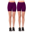 thumbnail image 2 of Women's 2 Pk Plus Size Seamless Stretch Yoga Exercise Shorts Bike Shorts (1X-2X) Purple, 2 of 2