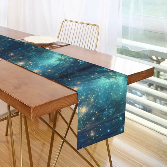 Yayeee Table Runner 70 inches Long Home Kitchen Dinning Party Decoration, Magical Forest Glowing Lights