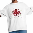 thumbnail image 3 of Camisetas gráficas informales de manga corta con pulpo navideño rojo para hombre, 3 of 8