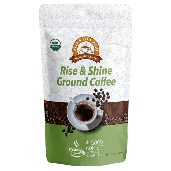 Alex's Low Acid Organic Coffee - Rise and Shine Fresh Ground (12oz) Size: 1 Bag