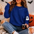 thumbnail image 6 of Spooky Season Sweatshirts for Women,Cute Ghost Sleeve Crewneck Pullover Halloween Sweatshirt,Vintage Salem Witch Graphic Pullover,Casual Long Sleeve Tops,fall fashion must haves Dark Blue 2XL, 6 of 8