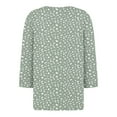 thumbnail image 6 of WTOBBY Women's Charming Floral Print V-Neck 3/4 Sleeve Loose Fit Casual Top Versatile Blouse for Spring Autumn Season Daily Fashion Wear,Light Green S, 6 of 6