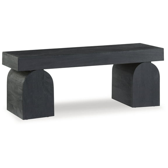 Signature Design by Ashley Holgrove Accent Bench - Matte Black Solid Wood with Oversized Decorative Legs
