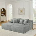 thumbnail image 4 of 83" Oversized Double Chaise Lounge, Upholstered Boneless Cloud Couch, Sleeper Sectional Sofa Daybed Loveseat Chair for Living Room, Gray, 4 of 10