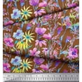 thumbnail image 3 of Soimoi Velvet Fabric Flower Watercolor Print Fabric by Yard 58 Inch Wide, 3 of 3
