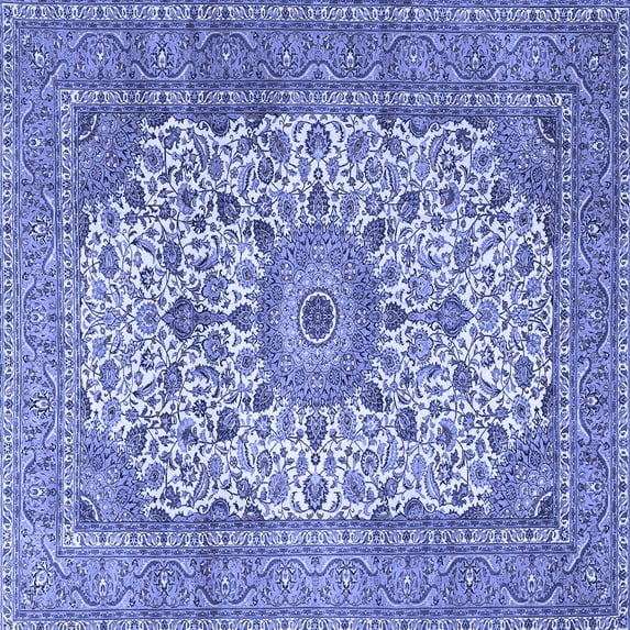 Ahgly Company Machine Washable Indoor Square Persian Blue Traditional Area Rugs, 4' Square
