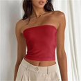 thumbnail image 2 of MESSUEN Women's Tube Top Fitted Tank Tops for Women Basic Tops Tube for Crop Going Out Strapless Tank Bandeau Outfits 2024 Summer Shirts for Women Womens Sleeveless T Shirts Red XL, 2 of 9