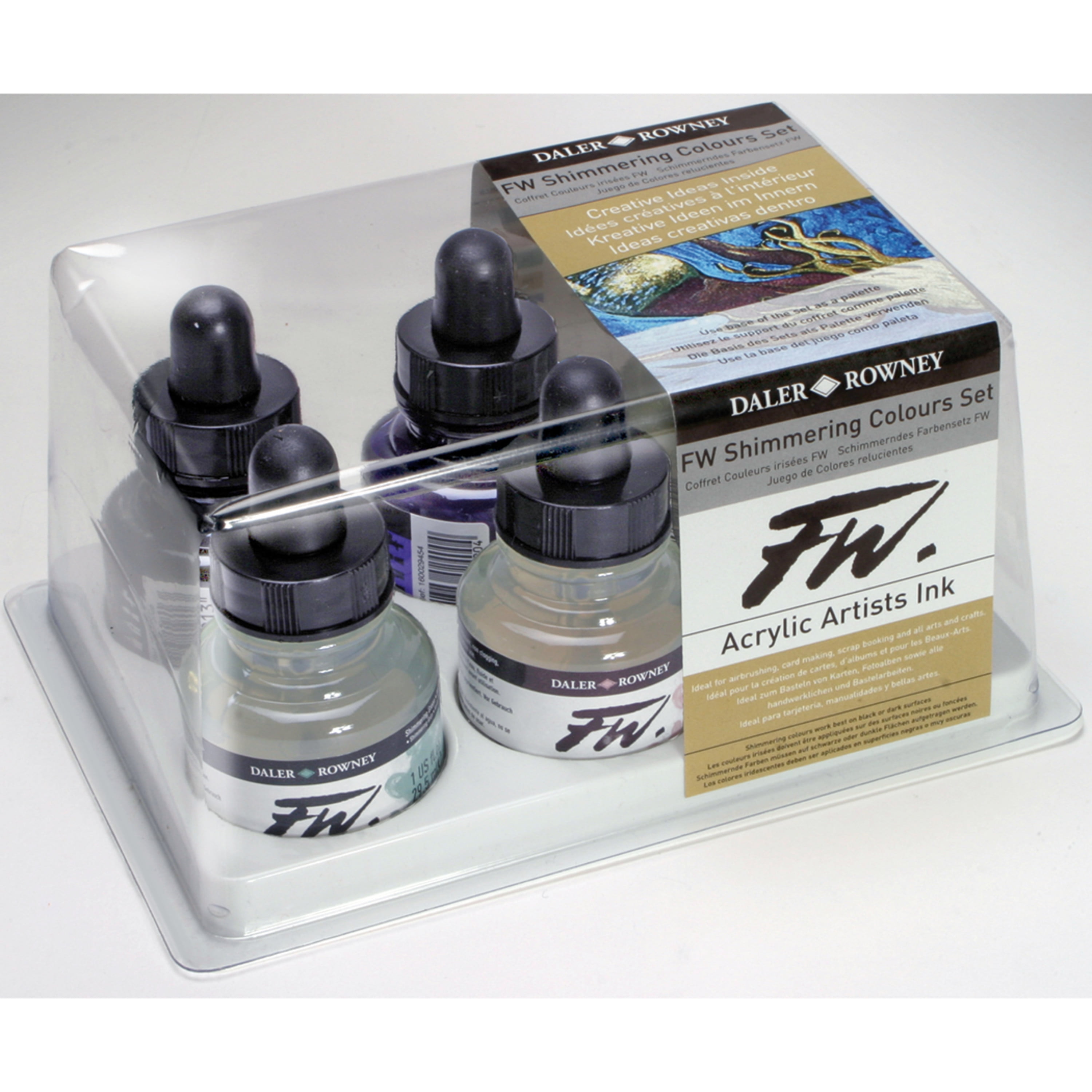 DalerRowney FW Acrylic Artists Ink Set, Shimmering Colors Set