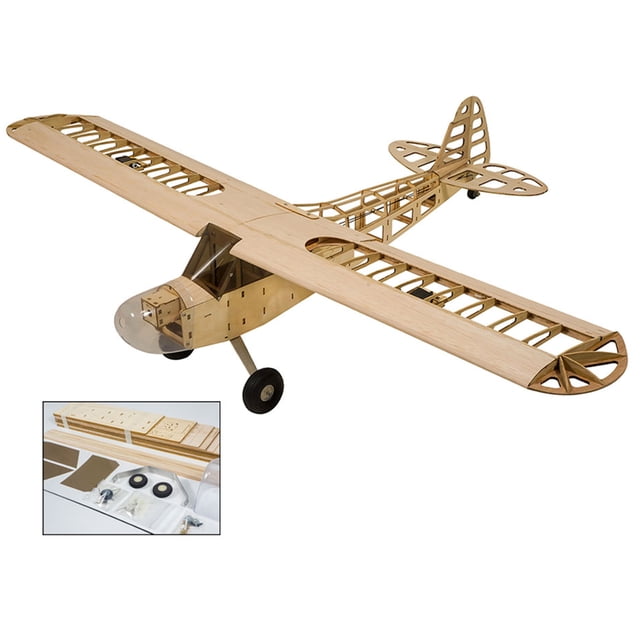 Modèle d'Avion, Kit en Bois de Balsa Version Diy Modèle Piper Cub J-3 Avion Télécommandé J-3 Avion Télécommandé S0801 Kit en Bois de Balsa Version Avion 1.2m Piper Qisuo Eryue Modèle en Bois