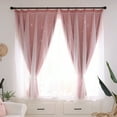 thumbnail image 2 of Romantic Eyelet Ring Top/Hooks Double-layer Tulle Sheer + Blackout Curtains Hollow-Out Stars Room Darkening Starry Curtain Lady Women Kids Girls Children Bedroom Decor, 2 of 8
