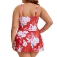 thumbnail image 4 of Agnes Orinda Women's Plus Size 1 Piece Swimdress Floral Push Up Beach Bathing Suit with Built-In Shorts L Brick Red, 4 of 8