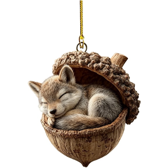PPKVUFD Forest Animal Acorn Ornaments Cozy Forest Christmas Ornaments Xmas Tree Decor, Personalized Pine Cone Animal Decoration, Woodland Creature Hanging Ornament Gift for Animal Lovers