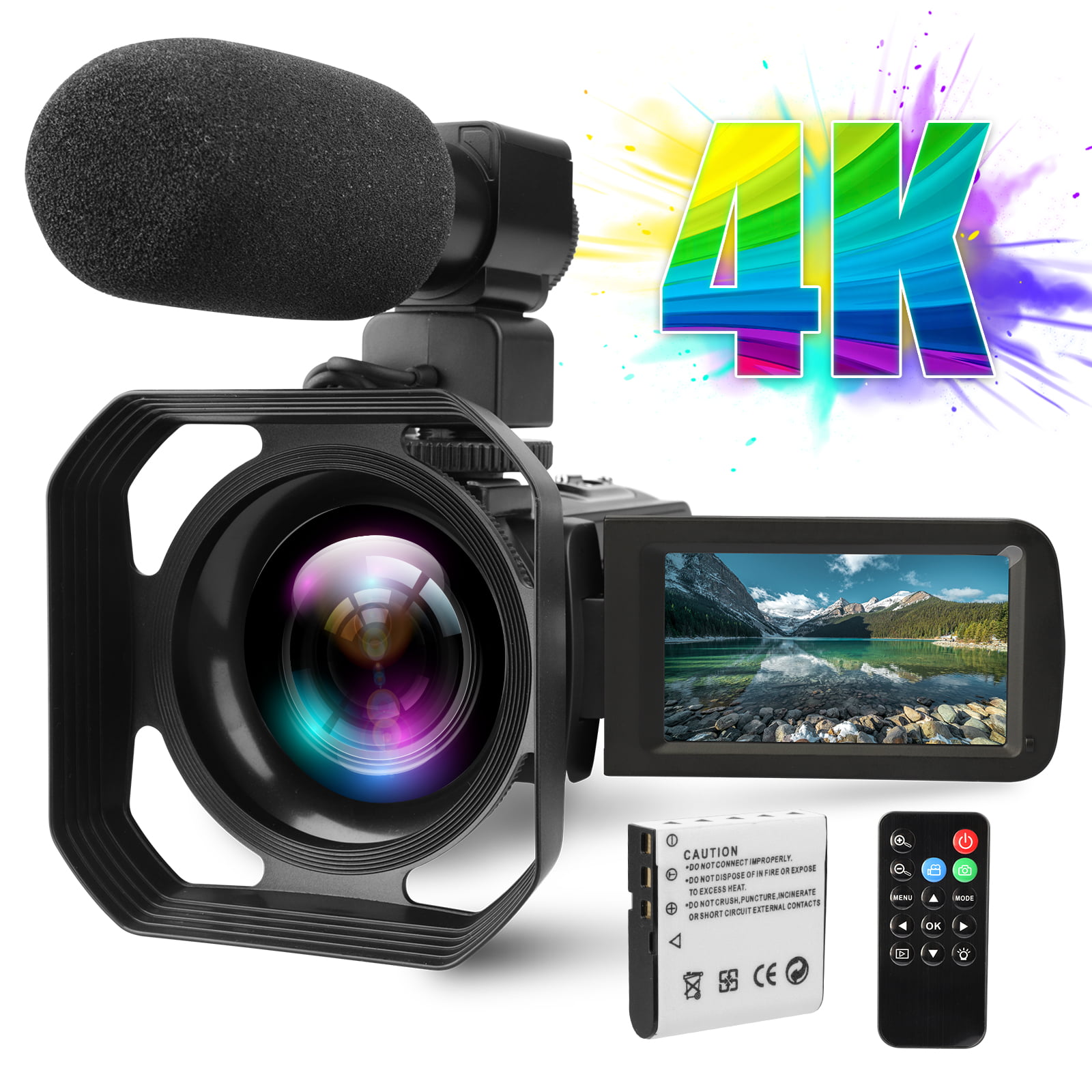Ultra HD 30MP Digital YouTube Vlogging Camera 3.0 Inch Touch Screen 18X Zoom Camera Recorder with Microphone and Remote 4K Video Camera Camcorder 