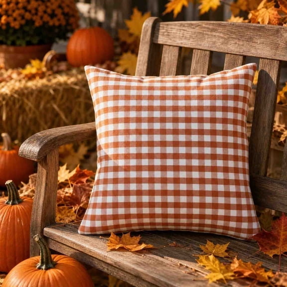 Surpdew Summer Fall Throw Pillow Cover Farmhouse Buffalo Plaid Throw Pillow Covers 18 x 18 Outdoor Home Retro Cushion Case for Summer Christmas Holiday Decor Car Bed Sofa Couch