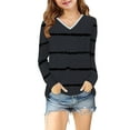 thumbnail image 5 of Avrntaa V Neck Tops for Girls Fall Cute Striped Print Shirts Sweet Trendy Long Sleeve Layer T-Shirt, 5 of 8