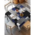 thumbnail image 6 of Navy Blue Black Geometric Table Cloth, Waterproof Tablecloth for Square Tables, Modern Abstract Art Block Reusable Washable Fabric Table Cover for Restaurant Kitchen Dining Tables 60"x60", 6 of 9