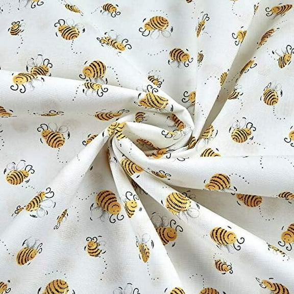 Susybee'S Bees White, Fabric by the Yard