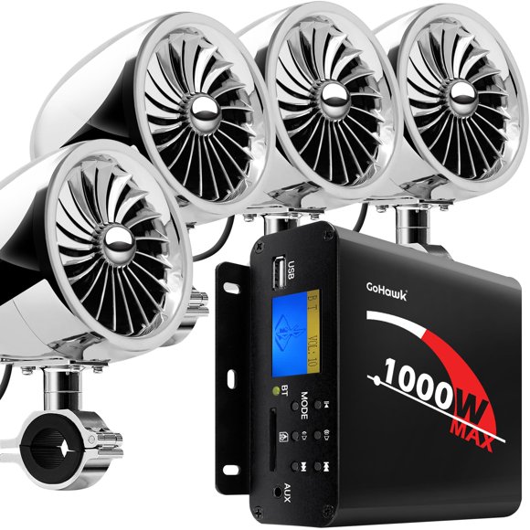 Amplificador GoHawk TJ4-Q 1000W de 4 canales con 4 altavoces