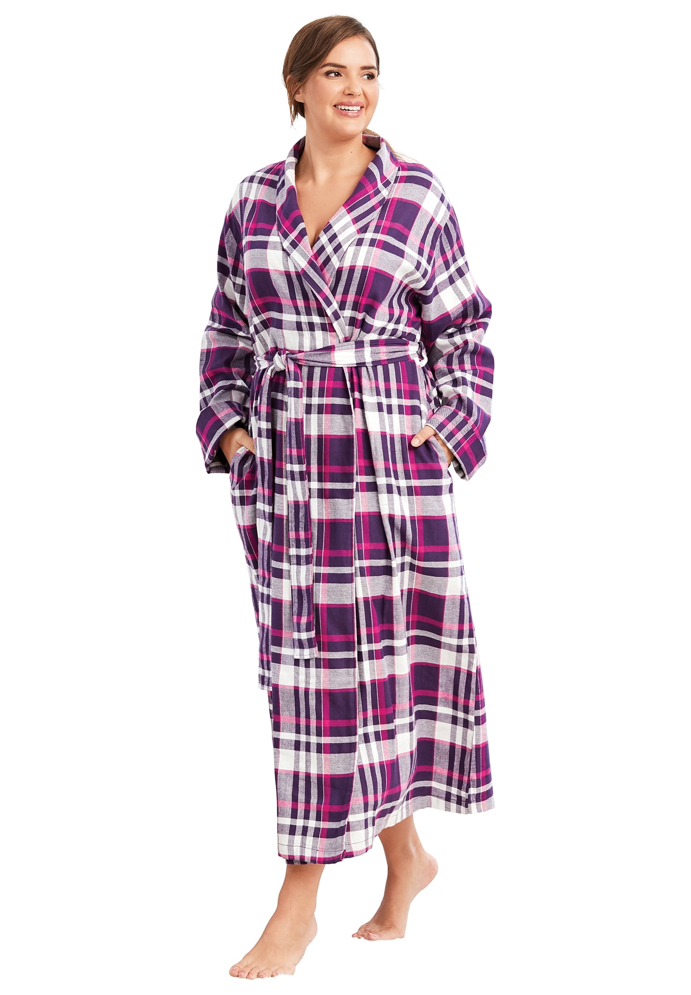 Dreams & Co. Dreams & Co. Plus Size Long Flannel Robe