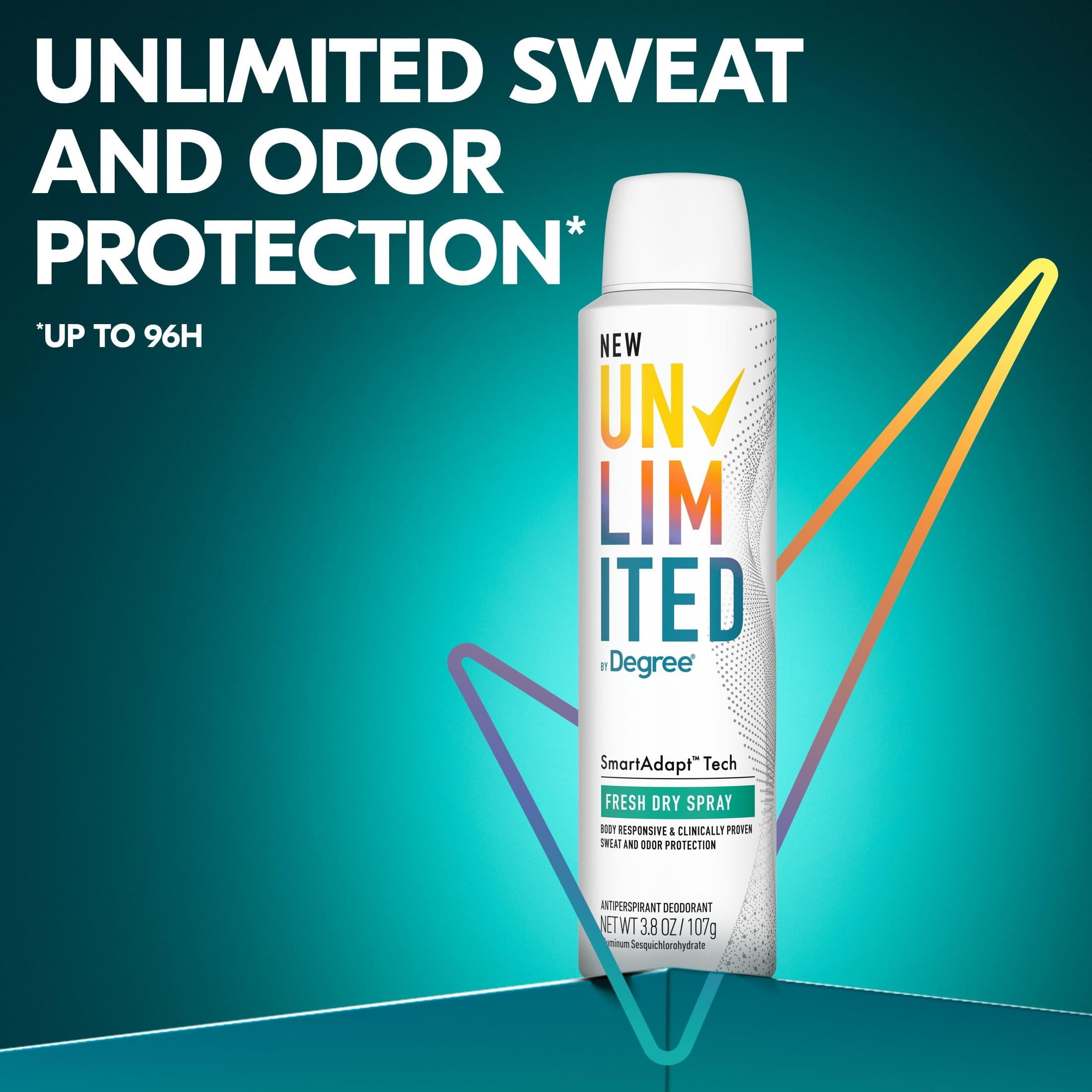 Degree Unlimited Long Lasting Antiperspirant Deodorant Dry Spray, Fresh, 3.8 oz