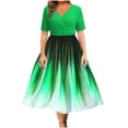 thumbnail image 2 of SMihono Robe Bohème d'Été pour Femmes Grande Taille Robe d'Été pour Femmes Décontractée Col Rond Dégradé Imprimé Manches Courtes Robe de Plage Robe de Fête, 2 of 6