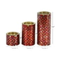 thumbnail image 5 of DecMode 3 Candle Red Metal Pillar Candle Holder with Mosaic Pattern, Set of 3, 5 of 12