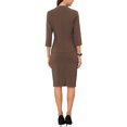 thumbnail image 3 of INSPIRE CHIC Women's 2 Piece Suit Back to School Teacher Outfit Set Collarless 3/4 Sleeve Blazer High Waist Pencil Skirt Work Outfits Light Brown M, 3 of 6