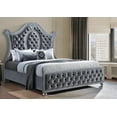 thumbnail image 4 of 1pc Traditional Upholstered King Size Panel Bed Arched Headboard Bedroom Furniture, 4 of 5