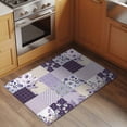 thumbnail image 2 of Rectangle Area Rugs 2 x 3 Ft, Spring Floral Non-Slip Residential Carpet, Dark Purple Flowers Patchwork Grid Bohemia Indoor Crawling Mats Runner Rugs for Living Room/Dining Room/Bedroom, 2 of 8