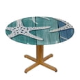 thumbnail image 3 of WYYP Nautical Coastal Beach Theme Wodden Starfish Round Tablecloth for Picnic Dining Kitchen Farmhouse 100% Polyester Tablecloths White, 3 of 8