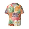 thumbnail image 4 of Uemuo Succulent And Cactus Pattern Cotton Linen Short Sleeve Shirts,Casual Lightweight Button Down Shirts,Vacation Beach Summer Tops-XX-Large, 4 of 7