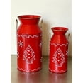 thumbnail image 6 of Tall Metal Vase Christmas Winter Theme Red & White W Pine Trees & Snowflakes Modern Farmhouse Home Business Holiday Decor 11.5" H, 6 of 6