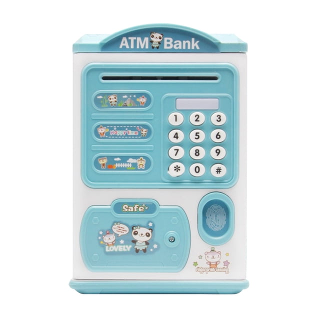 Skyblue Mini Bank for Kids with Password Feature Automatic Cash Storage Plastic Money Box 5.9x5.1 Inches