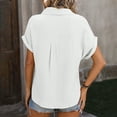thumbnail image 6 of ORT Womens Short Sleeve Button up Dress Shirt Textured Collared Summer Work Blouse(White,XXL), 6 of 8