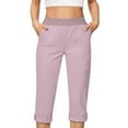 thumbnail image 2 of TAGOLD Women's Summer Athletic Shorts Pants,Casual Plus Size Short Pants for Womens,Womens High Waisted Work Pants With Elastic Waistband Elastic Fold Hem Waistband Pocket, 2 of 4