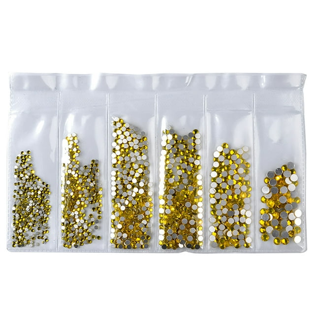 Flatback Rhinestone 6-Size Shiny DIY Round Crystal Gem Flatback Gem for Nail Art