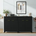 thumbnail image 3 of Aufeile Buffet Sideboard Cabinet with Drawer & Adjustable Shelf, 32" Tall Fluted Buffet Table with Storage, Modern Home Accent Furniture for Kitchen, Dining Living Room, Black, 3 of 8